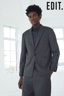 Grey EDIT Oversized Check Suit Jacket (C25298) | OMR36