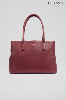 LK Bennett Red Lilian Burgundy Grainy Leather Tote Bag (C25349) | ₪ 1,504