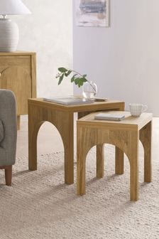 Natural Arches Mango Wood Effect Set of 2 Nest of Table (C25464) | €105