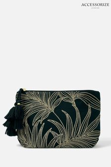 Accessorize Black Leaf Embroidered Pouch (C25623) | $30