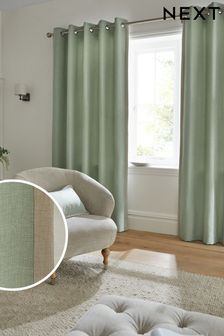 Sage Green Dalby Contrast Edge Eyelet Curtains (C25826) | €34 - €72