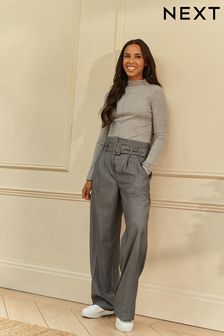 Rochelle Grey Stripe Belted Wide Leg Tailored Trousers (C25888) | 64 €