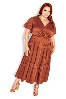 City Chic Brown Tiered Sweetness Maxi Dress (C25971) | €28
