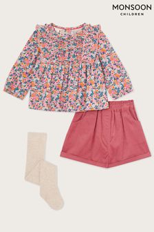 Monsoon Baby Pink Corduroy Shorts And Ditsy Top Set (C26158) | €40 - €45