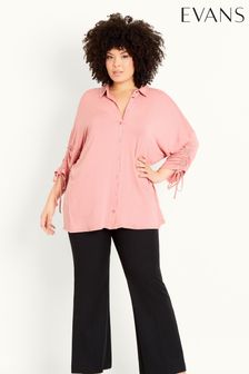 Розовая рубашка с завязками на рукавах Evans (C26514) | €19