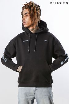 Religion Black Relaxed Fit Graphic Hoodie (C26606) | $127