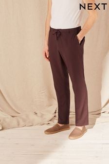 Drawstring Linen/Cotton Trousers - High Waist - Dark Brown - Granqvist -  Ties, shirts and accessories