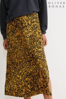 Oliver Bonas Gold Brushed Animal Print Midi Skirt (C26650) | €83