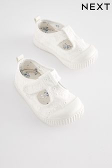 White Broderie Wide Fit (G) First Walker Shoes (C26768) | €13