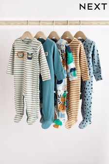 Blue Baby Sleepsuits 5 Pack (0-2yrs) (C26889) | OMR16 - OMR17
