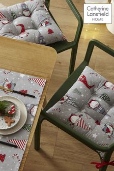 Catherine Lansfield Set of 2 Red Christmas Gnomes Cotton Seat Pads (C26901) | $33