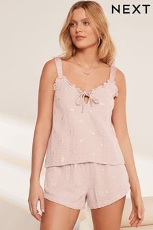 Pink Pineapple Cotton Crinkle Cami Pyjama Shorts Set (C27060) | €22.50
