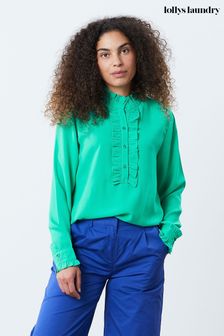 Chemise Lollys Laundry Franka Vert Volant détail (C27216) | €46