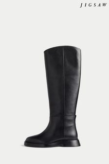 Jigsaw Earby Black Flat Leather Boots (C27505) | €108