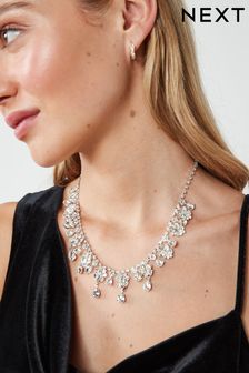 Silver Tone Crystal Drop Necklace (C27598) | R367