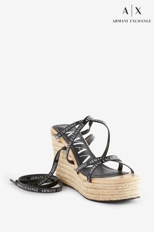 Armani Exchange Strappy Wedge Logo Sandals (C27606) | €106