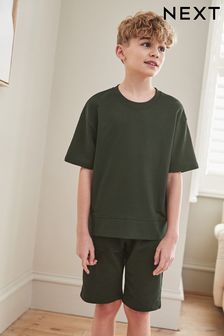 Khaki Green Lounge Shorts and T-Shirt Set (3-16yrs) (C27701) | €11 - €16