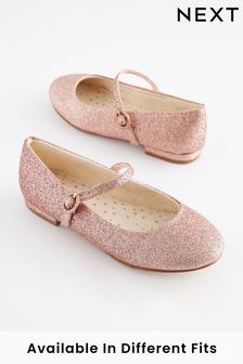Pink Glitter Wide Fit (G) Mary Jane Occasion Shoes (C27808) | €12.50 - €17.50