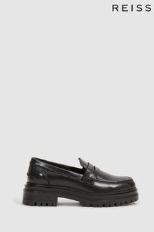 Reiss Black Cameron Cleated Sole Leather Loafers (C27852) | 185 €