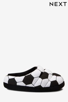 Schwarz/weiß - Pantoletten mit Steppdesign Fußball (C27897) | 16 € - 20 €