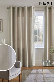 Natural Dalby Contrast Edge Eyelet Curtains (C27907) | €28 - €60