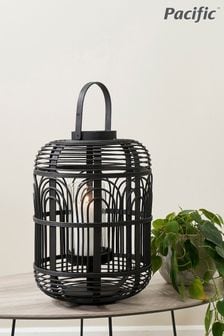 Pacific Black Bamboo And Glass Large Lantern (C27972) | €95