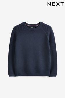 Navy Without Stag Textured Crew Jumper (3-16yrs) (C27997) | €16 - €23