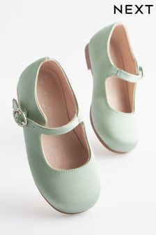 Sage Green Standard Fit (F) Bridesmaid Collection Mary Jane Occasion Shoes (C28313) | €12.50 - €13
