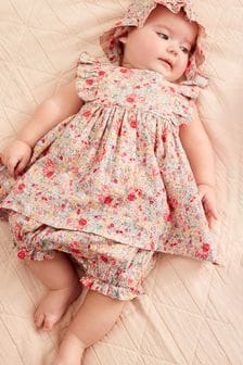 Laura Ashley Pink Frill Tunic, Bloomer and Hat Set (C28315) | €18 - €19
