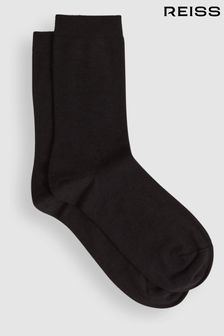 Reiss Black Celine Fine Wool Loafer Socks (C28442) | 110 QAR