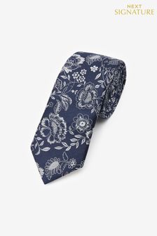 Blue/Silver Grey Floral Signature Tie (C28859) | KRW29,900