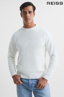 Reiss White Blake Crew Neck Drop Shoulder Jumper (C28887) | LEI 891