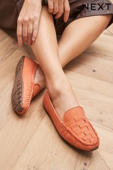 Coral Pink Regular/Wide Fit Forever Comfort® Leather Weave Driver Shoes (C28967) | 26 €