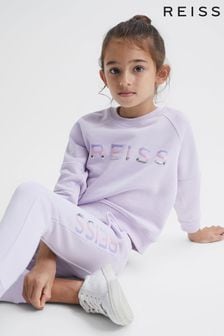 Violet lila - Pulover cu Paietă Tricou la baza gâtului Reiss Bryony (C28996) | 248 LEI