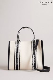 Ted Baker Small Georjea White Branded Webbing Canvas Tote (C29075) | 54 BD