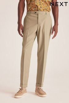 Stone Natural Wide Leg Plain Front Formal Trousers (C29144) | €11