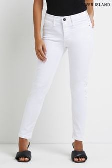 River Island White Petite Mid Rise Skinny Jeans (C29411) | €29