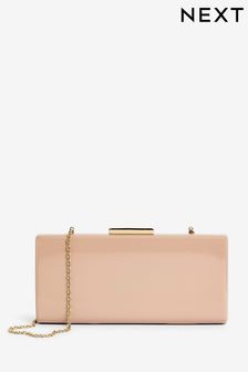 Nude Cream Patent Boxy Clutch Bag (C29449) | €18