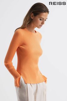 Reiss Orange Elle Slim Fit Ribbed Crew Neck Split Sleeve Jumper (C29859) | OMR74