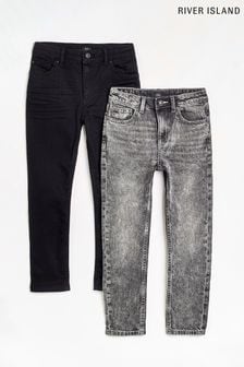 River Island Black and Grey Sid 2 Pack Jeans (C29908) | €41