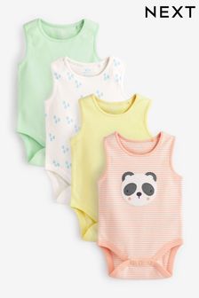 Multi Baby 4 Pack Panda Character Vest Bodysuits (C29915) | 14 € - 16 €