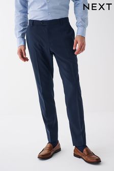 Mornarsko modra - Super oprijete - Strojno sprane elegantne hlače z enobarvnim sprednjim delom (C29933) | €7