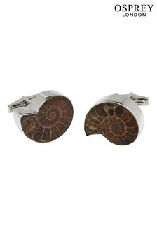 Boutons de manchette Osprey London Argent & Ammonite (C29940) | €99