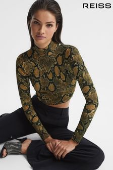 Reiss Farah Snake Print Knitted Top (C30020) | kr2 340