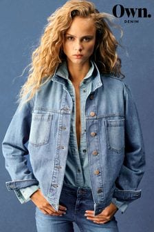 Mid Blue Own. Crop Western Denim Jacket (C30205) | €28