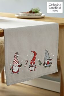 Catherine Lansfield Red Christmas Gnomes Wipeable 100% Cotton Table Runner (C30275) | $21