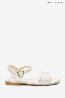 Mint Velvet White Sparkly Star Studded Sandals (C30565) | €25