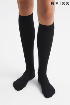Reiss Black Celine High Fine Wool Knee High Socks (C30571) | €25