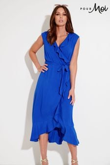 Pour Moi Blue Midaxi Wrap Dress (C30627) | 208 QAR