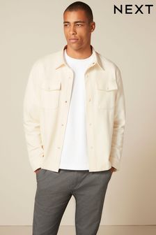 Ecru White Premium Texture Jersey Overshirt (C30635) | 15,840 Ft